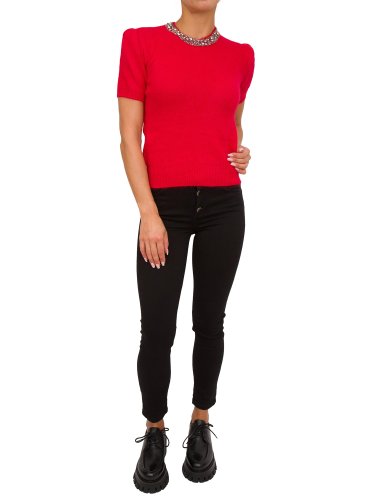 Женский свитер LIU JO MAGLIA CHIUSA M/C RICAMO ROSSO