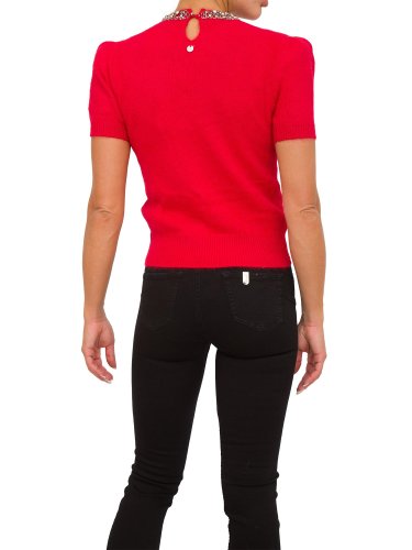Женский свитер LIU JO MAGLIA CHIUSA M/C RICAMO ROSSO