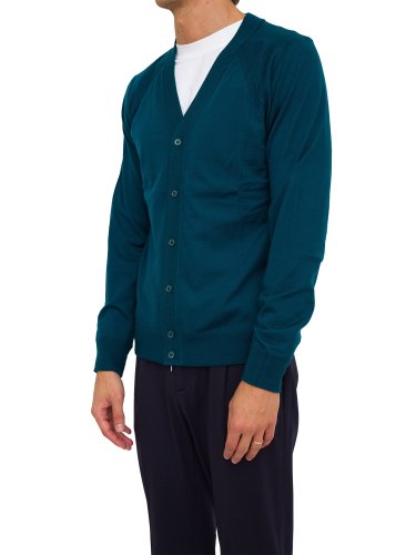 Чоловічий кардиган PAOLO PECORA Maglia Cardigan PETROLIO
