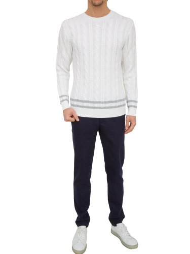 Мужской свитер ELEVENTY ROUND NECK SWEATER BIANCO