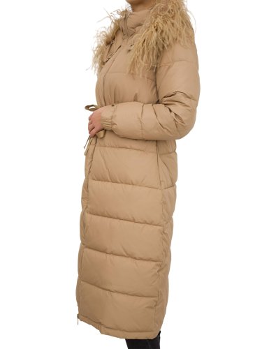 Женская зимняя куртка TWIN-SET IMBOTTITO LUNGO C/BORDO PIUME BEIGE