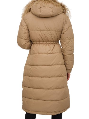 Женская зимняя куртка TWIN-SET IMBOTTITO LUNGO C/BORDO PIUME BEIGE