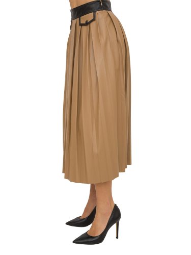 Длинная юбка NENETTE GONNA MIDI CON PIEGHE ECOPELLE LEGGERA CAMMELLO