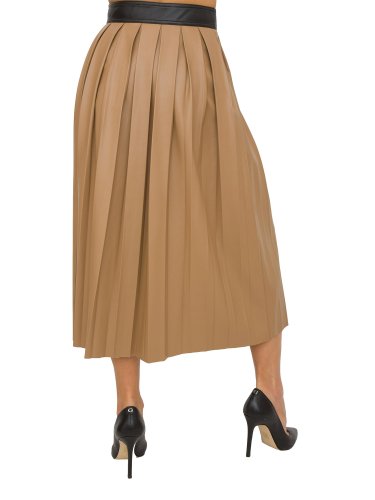 Длинная юбка NENETTE GONNA MIDI CON PIEGHE ECOPELLE LEGGERA CAMMELLO