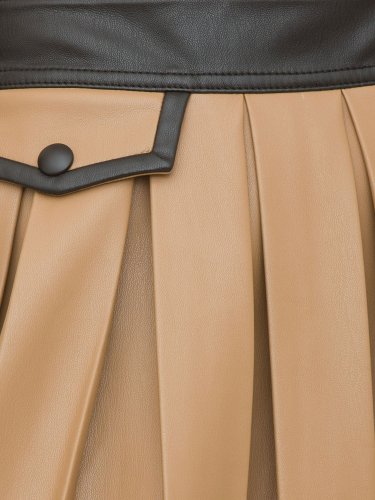 Длинная юбка NENETTE GONNA MIDI CON PIEGHE ECOPELLE LEGGERA CAMMELLO