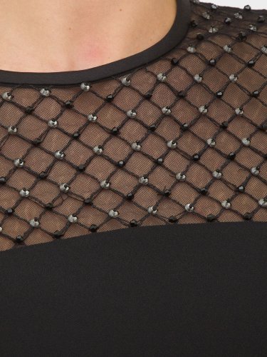 Жіноче плаття NENETTE ABITO C/MANICHE C/INSERTO TULLE RICAMATO CADY FLUIDO NERO