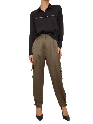Женские повседневные брюки NENETTE PANTALONE CARGO C/CINTURA  RASO POLY UNITO VERDE