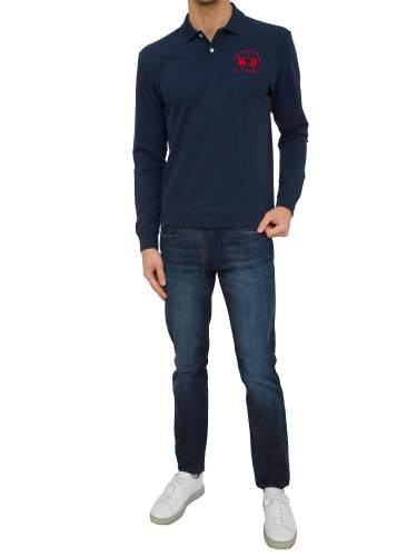 Чоловічий светр LA MARTINA MAN POLO L/S PIQUET STRETCH BLU