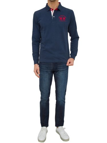 Мужское поло LA MARTINA MAN POLO HEAVY JERSEY BLU