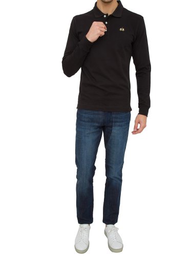 Мужской свитер LA MARTINA MAN POLO L/S PIQUET STRETCH NERO