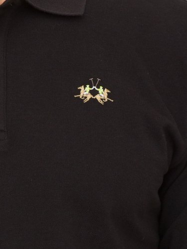 Мужской свитер LA MARTINA MAN POLO L/S PIQUET STRETCH NERO