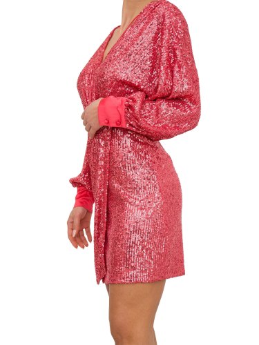 Женское платье NENETTE ABITO CORTO WRARP  PAILLETTES ROSA