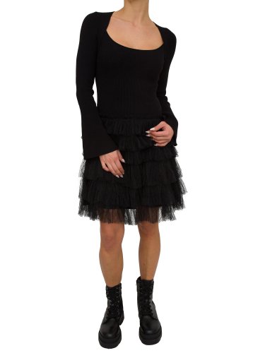 Жіноче плаття TWIN-SET ABITO IN MAGLIA E BALZE PLUMETIS NERO