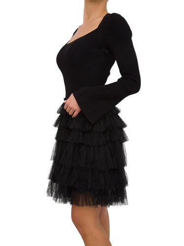 Жіноче плаття TWIN-SET ABITO IN MAGLIA E BALZE PLUMETIS NERO