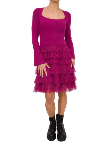 Жіноче плаття TWIN-SET ABITO IN MAGLIA E BALZE PLUMETIS VIOLA