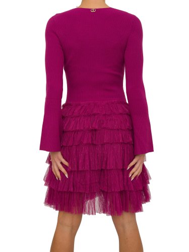 Жіноче плаття TWIN-SET ABITO IN MAGLIA E BALZE PLUMETIS VIOLA
