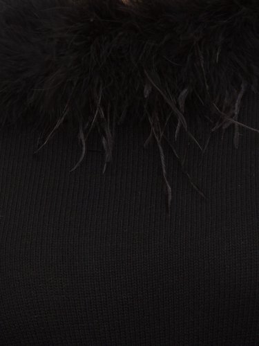 Женский свитер TWIN-SET MAGLIA SCOLLO A BARCHETTA CON PIUME NERO