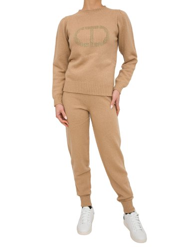 Женский свитер TWIN-SET PULL CON INTARSIO IN MISTO CACHEMIRE BEIGE