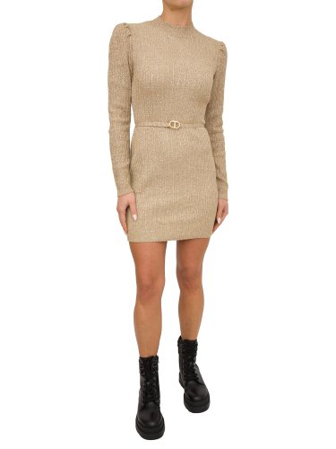 Жіноче плаття TWIN-SET MINI ABITO IN MAGLIA CON LUREX E PAILLETTES BEIGE