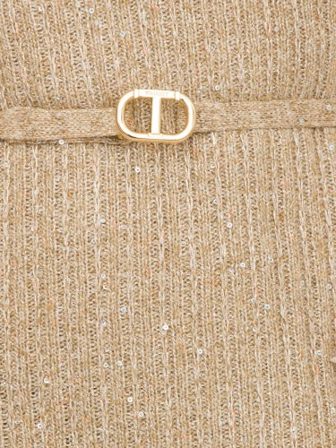 Жіноче плаття TWIN-SET MINI ABITO IN MAGLIA CON LUREX E PAILLETTES BEIGE