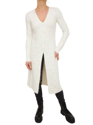 Жіночий кардиган TWIN-SET MAXI CARDIGAN OVAL T BIANCO