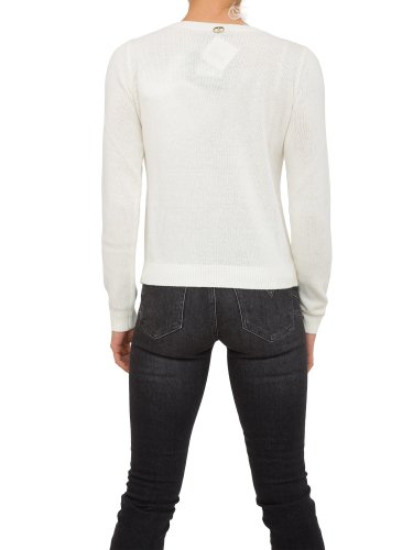 Женский свитер TWIN-SET MAGLIA SCOLLO A BARCHETTA CON PIUME BIANCO
