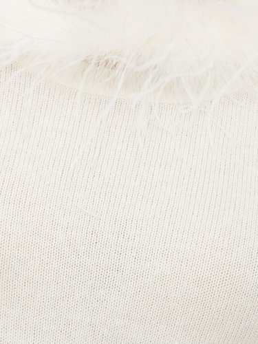 Женский свитер TWIN-SET MAGLIA SCOLLO A BARCHETTA CON PIUME BIANCO
