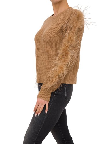 Жіночий светр TWIN-SET PULL IN MAGLIA PUNTO PANNOCCHIA CON PIUME BEIGE