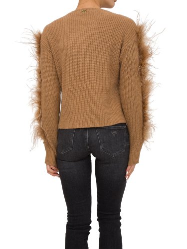 Жіночий светр TWIN-SET PULL IN MAGLIA PUNTO PANNOCCHIA CON PIUME BEIGE