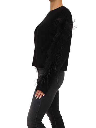 Женский свитер TWIN-SET PULL IN MAGLIA PUNTO PANNOCCHIA CON PIUME NERO
