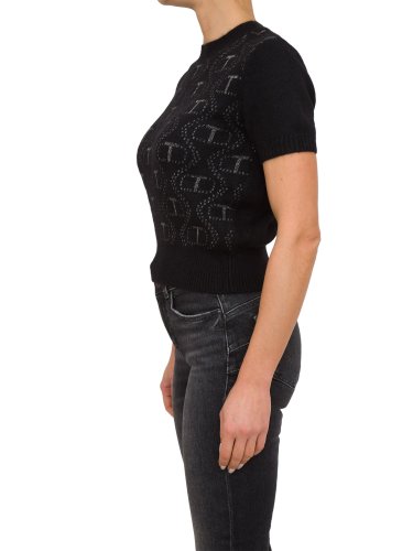 Женская футболка TWIN-SET TOP SMANICATO OVAL T NERO