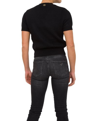 Женская футболка TWIN-SET TOP SMANICATO OVAL T NERO