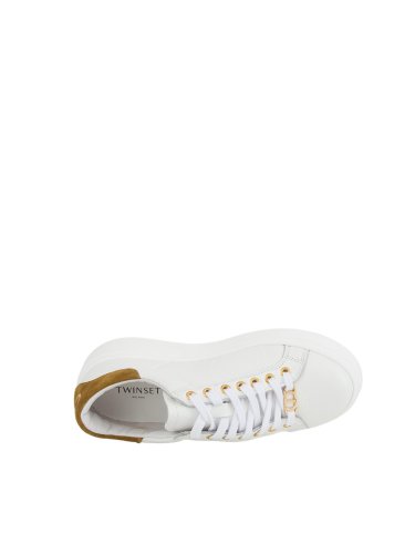 Женские кроссовки TWIN-SET SNEAKERS BASSA IN PELLE BIANCO