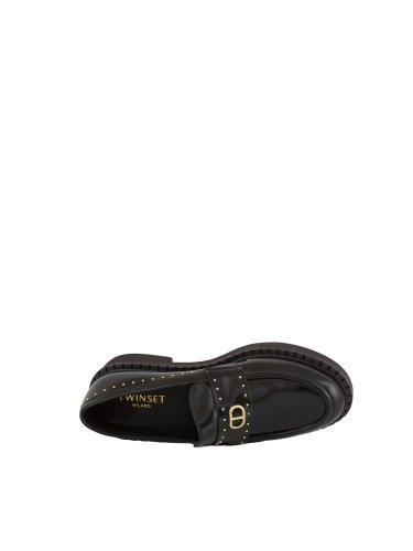 Женская классическая обувь TWIN-SET MOCASSINO IN PELLE CON MICRO BORCHIE NERO