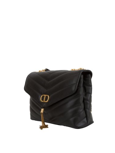 Женская кроссбоди TWIN-SET TRACOLLA CON PATTA GRANDE IN PELLE NERO