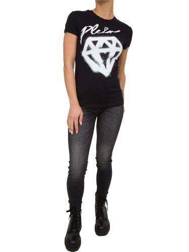 Женская футболка PHILIPP PLEIN T-SHIRT ROUND NECK SS NERO