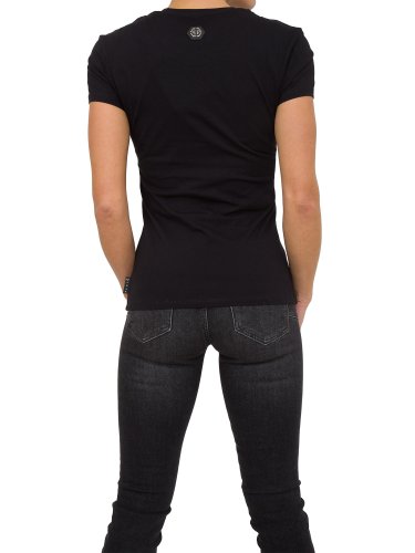 Женская футболка PHILIPP PLEIN T-SHIRT ROUND NECK SS NERO