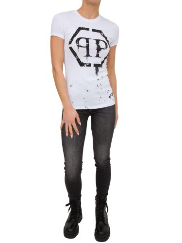 Женская футболка PHILIPP PLEIN T-SHIRT ROUND NECK SS BIANCO