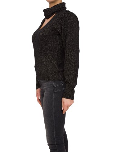 Женский свитер TWIN-SETPULL SCOLLO A &quot;V&quot; MISTO CACHEMIRE COLLO STACCABILE NERO