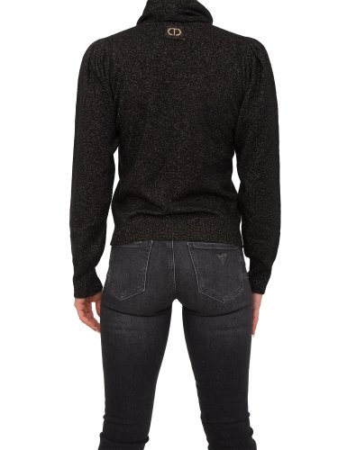 Женский свитер TWIN-SETPULL SCOLLO A &quot;V&quot; MISTO CACHEMIRE COLLO STACCABILE NERO