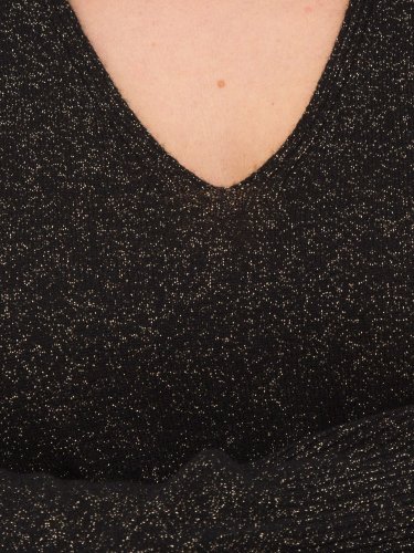 Женский свитер TWIN-SETPULL SCOLLO A &quot;V&quot; MISTO CACHEMIRE COLLO STACCABILE NERO