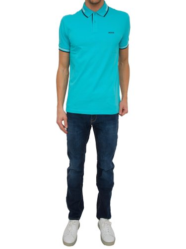 Мужское поло BOSS Jersey ACQUAMARINA