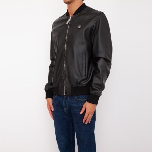 Чоловіча куртка PHILIPP PLEIN Leather Bomber Billy Jacket NERO