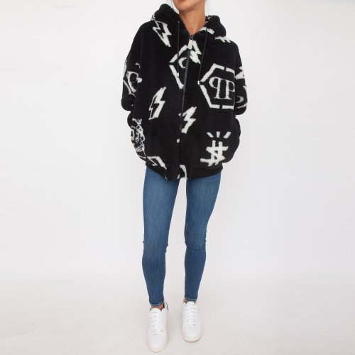 Жіноча куртка PHILIPP PLEIN Eco fur Bomber Monogram NERO