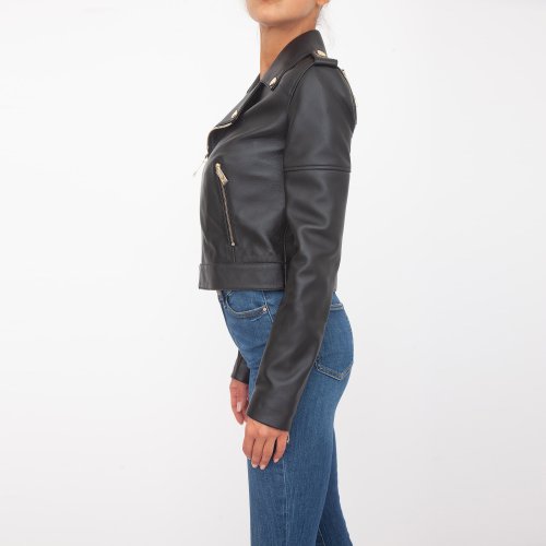 Жіноча куртка PHILIPP PLEIN Leather Biker Jacket NERO