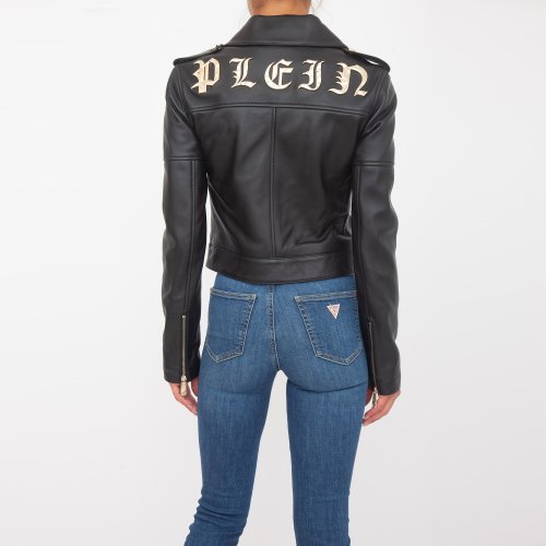 Жіноча куртка PHILIPP PLEIN Leather Biker Jacket NERO