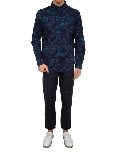 Чоловіча сорочка з довгим рукавом ARMANI EXCHANGE CAMICIA BLU