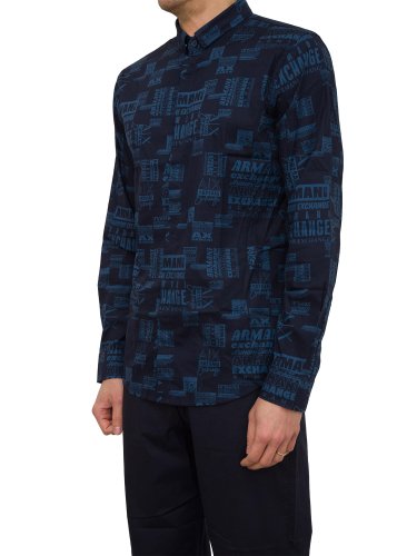 Чоловіча сорочка з довгим рукавом ARMANI EXCHANGE CAMICIA BLU