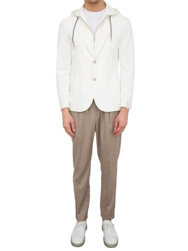 Мужской пиджак ELEVENTY SINGLE-BREASTED JACKET WITH BIB BIANCO