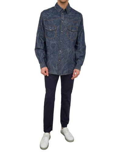 Чоловіча сорочка з довгим рукавом ETRO DENIM OVERSHIRT BLU DENIM